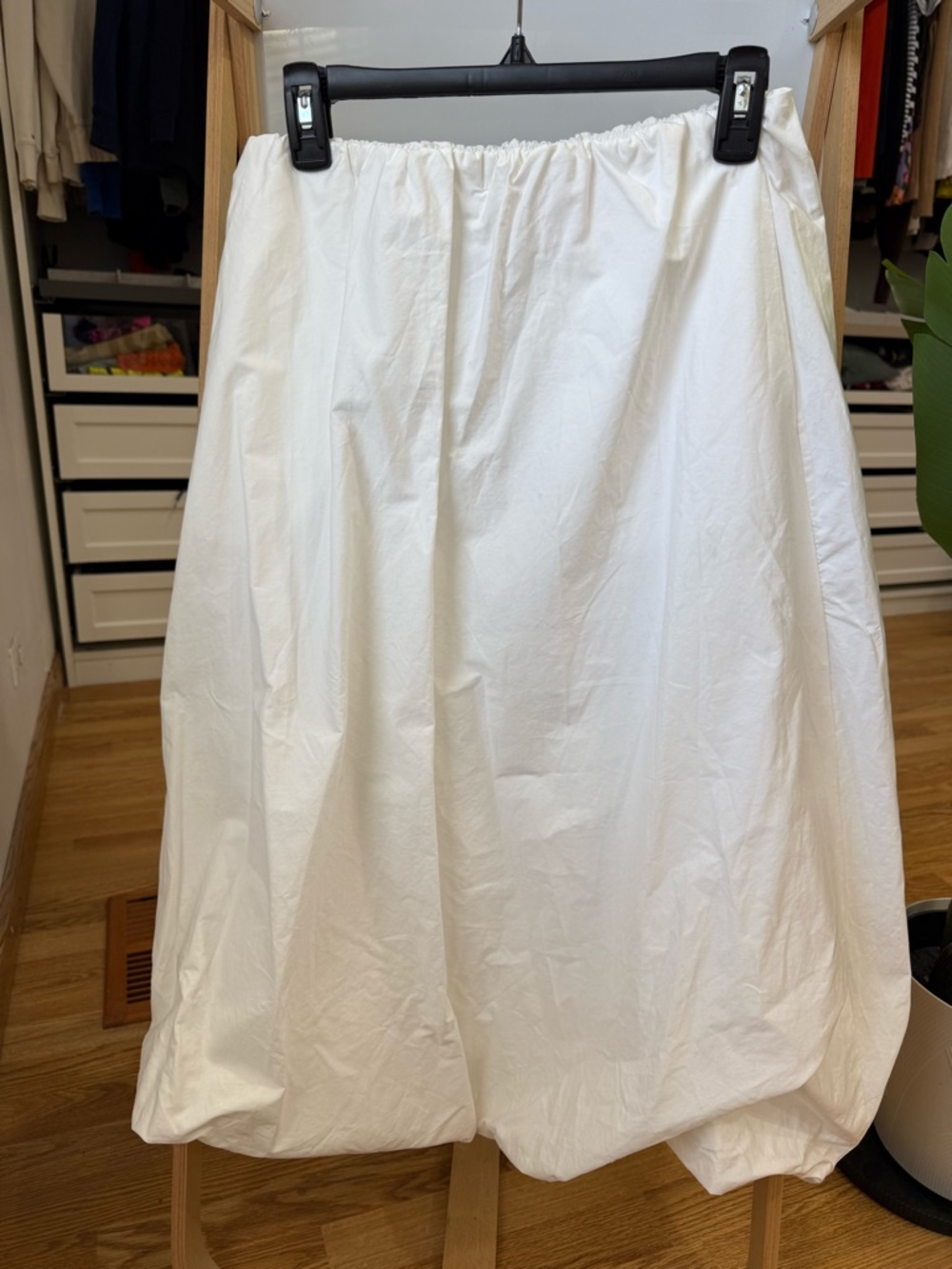 Zara White Balloon Midi Skirt - Women's Elastic Waist